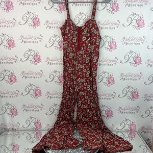 American Eagle Outfitters one piece jumper jumpsuit pants suit Red Floral flower